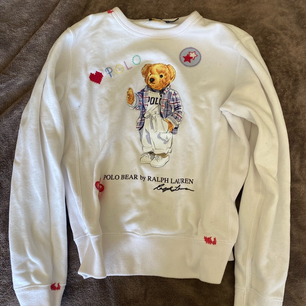 Ralph Lauren White Polo Bear Sweater